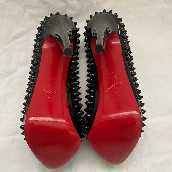 New In Box Christian Louboutin Black Patent Leather Stud High Heels - Picture 11 of 14